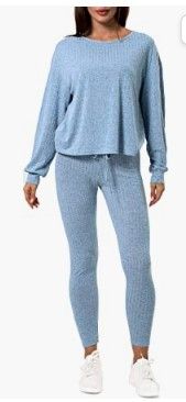 Photo 1 of 2 Piece Outfit for Women - Solid Long Sleeve Tracksuit Pullover Tops and Long Pants Set
