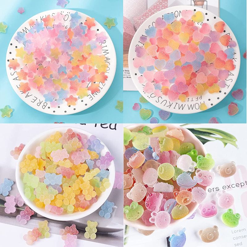 Photo 1 of 2- 120Pcs Slime Charms Kawaii Candy Resin Charms 3D Cute Nail Charms Mini Flatback Beads Gummy Bear Charms Bulk Resin Jewelry Making Candy Embellishments Supplies for Cell Phone Scrapbooking DIY Crafts
