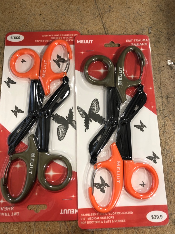 Photo 2 of 2- 2 Pack Medical Scissors with Carabiner-7.5" Bandage Shears