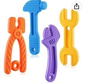 Photo 1 of Baby Teething Toys for Babies 3-6 Months, Baby Toys 3-6 Months, Silicone Teething Toys for Babies 6-12 Months, 4 PCS Baby Teethers for Babies 3-6 Months, Baby Chew Toy, Soothe Sore Gums for Infants
