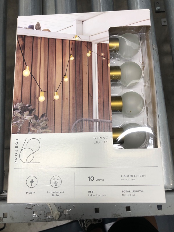 Photo 2 of 10ct Incandescent Outdoor String Lights G40 Frosted White Bulbs - Project 62