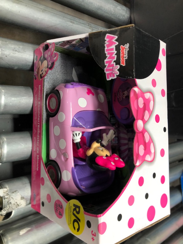 Photo 3 of Jada Toys Disney Junior RC Minnie Bowtique Roadster Remote Control Vehicle 7 Pink with White Polka Dots