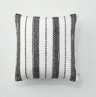 Photo 1 of 18" X 18" Bold Stitch Stripe Indoor/Outdoor Throw Pillow Dark Gray - Hearth & Hand™ with Magnolia

