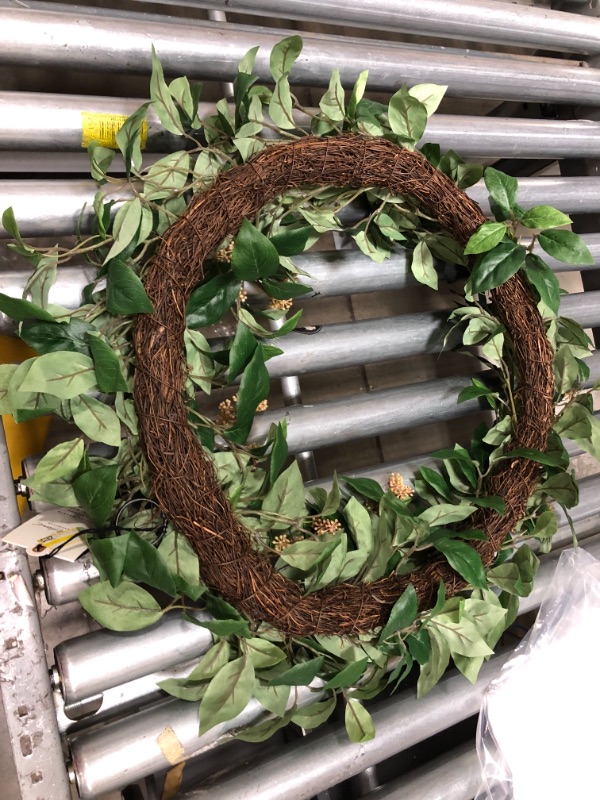 Photo 3 of 24" Faux Chili Leaf Wreath - Hearth & Hand™ with Magnolia
