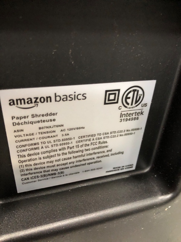 Photo 3 of Amazon Basics 150-Sheet Autofeed Micro-Cut Paper Shredder
