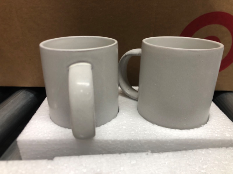 Photo 2 of 12oz Tall Modern Rim Stoneware Mug Set Matte Sour Cream - Hearth & Hand™ with Magnolia
