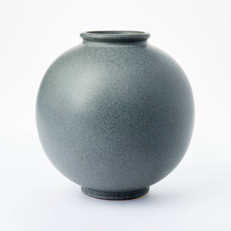 Photo 1 of 10" X 10" Round Earthenware Vase Gray - Threshold™ Designed with Studio McGee

