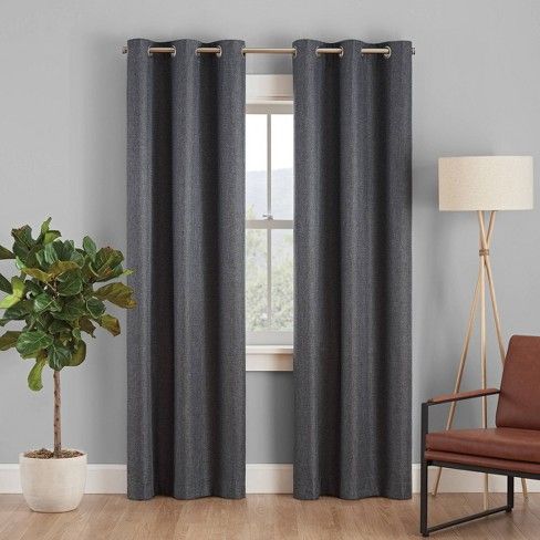 Photo 1 of 1pc Blackout Desmond Window Curtain Panel - Eclipse Absolute Zero