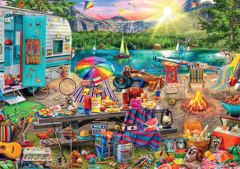 Photo 1 of Buffalo Games - Aimee Stewart - Family Campsite - 500 Piece Jigsaw Puzzle with Hidden Images 2 PACK
