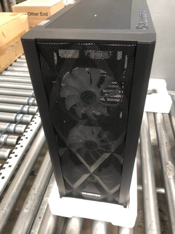 Photo 2 of MUSETEX ATX PC Case Mid-Tower with 6pcs 120mm ARGB Fans, Polygonal Mesh Computer Gaming Case with Type C, Opening Tempered Glass Side Panel, USB 3.0 x 2, Black, NN8.
