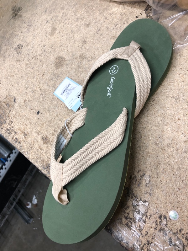 Photo 2 of Boys' Cal Slip-on Thong Sandals - Cat & Jack Olive XL, Green
