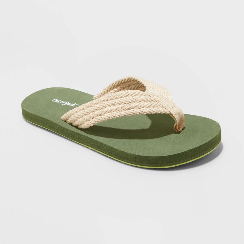 Photo 1 of Boys' Cal Slip-on Thong Sandals - Cat & Jack Olive XL, Green
