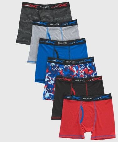 Photo 1 of Hanes Boys' 6pk Xtemp Boxer Brief - Red/Blue SIZE LARGE

