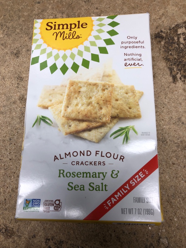 Photo 2 of ***EXP 06/03/2023*** Simple Mills Almond Flour Crackers, Family Size, Rosemary & Sea Salt - Gluten Free, Vegan, Healthy Snacks, 7 Ounce (Pack of 1) Rosemary & Sea Salt 7 Ounce (Pack of 1)