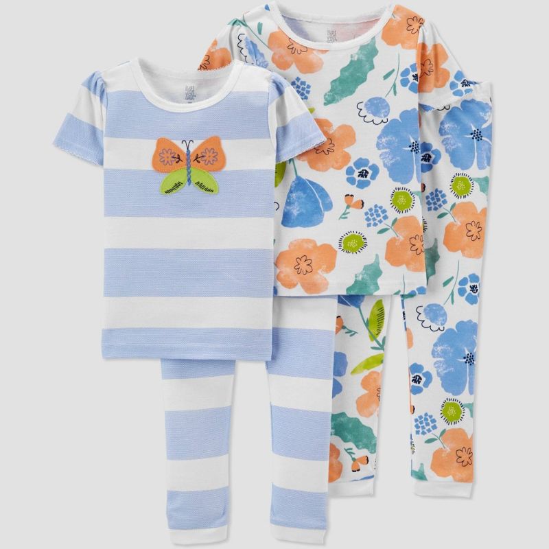 Photo 1 of Baby Girls' 4pc Butterfly/Floral Short Sleeve Snug Fit Pajama Set - Just One You® Made by Carter's
3T