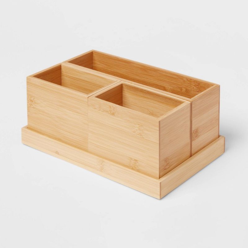 Photo 1 of 11.25" X 7" X 4.5" Modular Bamboo Vanity Organizer with Magnetic Strip - Brightroom™
