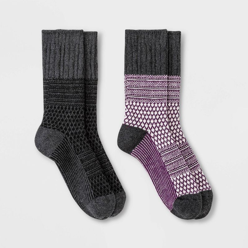 Photo 1 of 2-Women' Midweight Wool Blend Textured Cable 2pk Crew Ock - All in Motion™ 4-10
