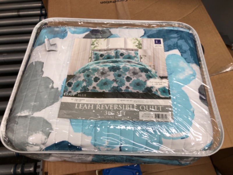 Photo 2 of 3pc Leah Quilt Set - Lush Décor, Blue, Full/Queen