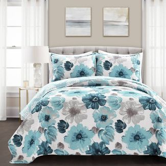 Photo 1 of 3pc Leah Quilt Set - Lush Décor, Blue, Full/Queen