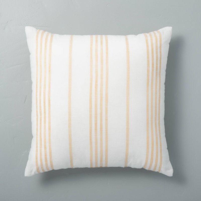 Photo 1 of 18" X 18" Vertical Stripe Throw Pillow Sour Cream/ - Hearth & Hand™ with Magnolia