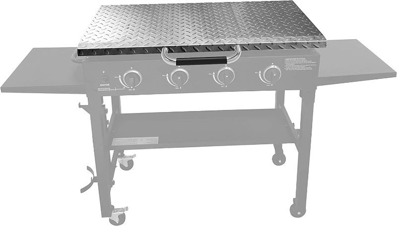 Photo 1 of 36-Inch Griddle Hard Cover for 36" Blackstone Front Grease Griddle, Diamond Plate Stainless Steel Griddle Cover Lid, Heat Protection Handle
