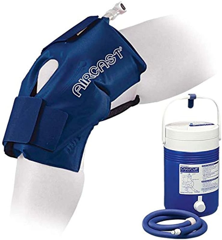 Photo 1 of Aircast Cryo Cuff Cold Therapy Knee Solution - Blue - Large, Non Motorized, Gravity-fed System, 1count item leaks
