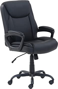 Photo 1 of Amazon basics classic puresoft pu-padded mid black office chair