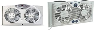 Photo 1 of Bionaire Window Fan with Twin 8.5-Inch Reversible Airflow Blades and Remote Control, White & Holmes Dual 8" Blade Twin Window Fan with Manual Controls, 3 Speed Settings, White
