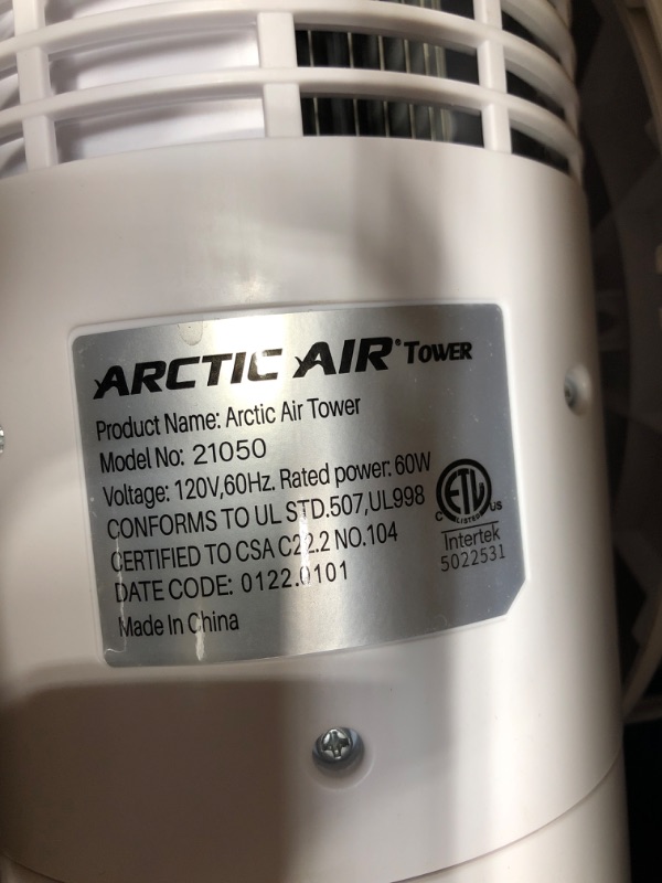 Photo 2 of Arctic Air Tower 2.0 Evaporative Air Cooler - Large Area Room Cooling, 4 Speed Settings, Quiet Oscillation, Space-Saving, Perfect for Bedroom, Living Room, Office & More
