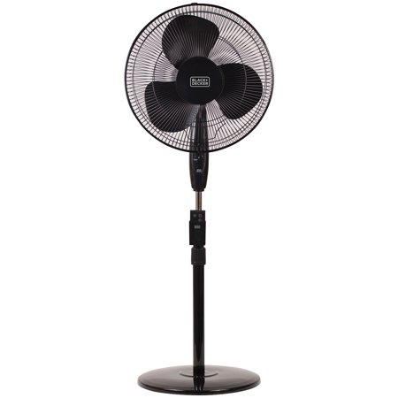 Photo 1 of Black & Decker 16 in. Stand Fan with Remote, Black - 16" Diameter - 3 Speed - Adjustable Height, Tilt Angle, Durable, Oscillating, Timer-off Function.
