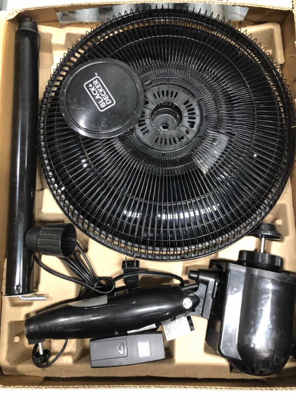 Photo 2 of Black & Decker 16 in. Stand Fan with Remote, Black - 16" Diameter - 3 Speed - Adjustable Height, Tilt Angle, Durable, Oscillating, Timer-off Function.
