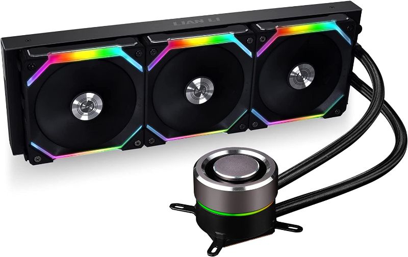 Photo 1 of Lian Li GALAHAD AIO 360 RGB UNI FAN SL120 EDITION BLACK - Dual 120mm Addressable RGB Fans AIO CPU Liquid Cooler - GA-360SLB
