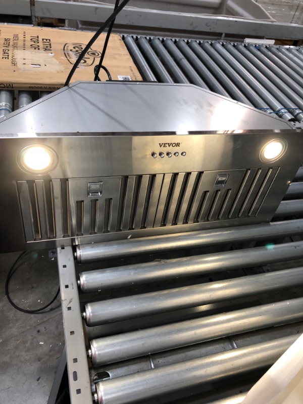 Photo 2 of VEVOR Insert Range Hood, 800CFM 3-Speed, 30 Inch Stainless Steel Built-in Kitchen Vent with Push Button Control LED Lights Baffle Filters, Ducted/Ductless Convertible, ETL Listed
