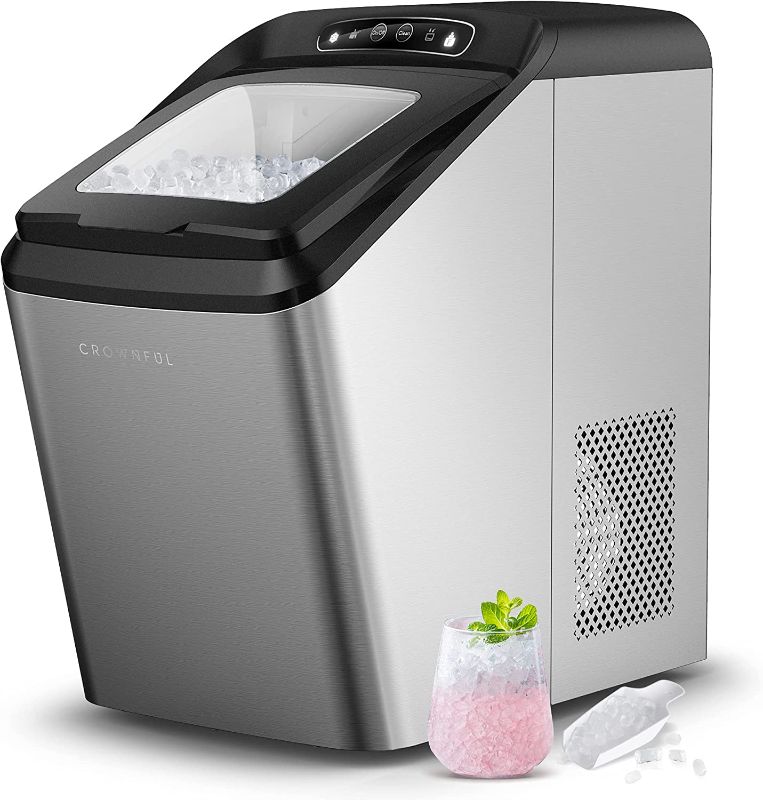 Photo 1 of CROWNFUL Nugget Ice Maker Portable Countertop Machine, Auto Water Refill, Makes 26lbs Crunchy Pellet in 24H, 3lbs Basket at a time, with Scoop and Basket, Perfect for Home/Kitchen/Office/Bar
