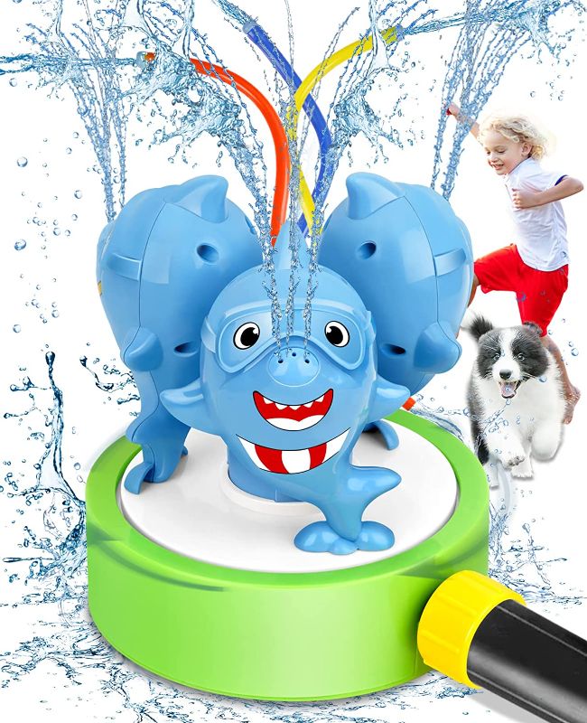 Photo 1 of BROADREAM Sprinkler for Kids, Outdoor Water Toys for Toddlers Ages 3+ Boys Girls Summer Backyard Garden Splash Play Shark Sprinkler with Wiggle Tubes Sprays Up to 10ft High and 16ft Wide