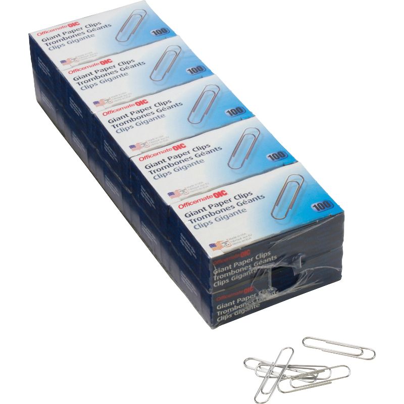 Photo 1 of Officemate Giant Paper Clips - Giant - 1000 / Pack - Silver - Steel