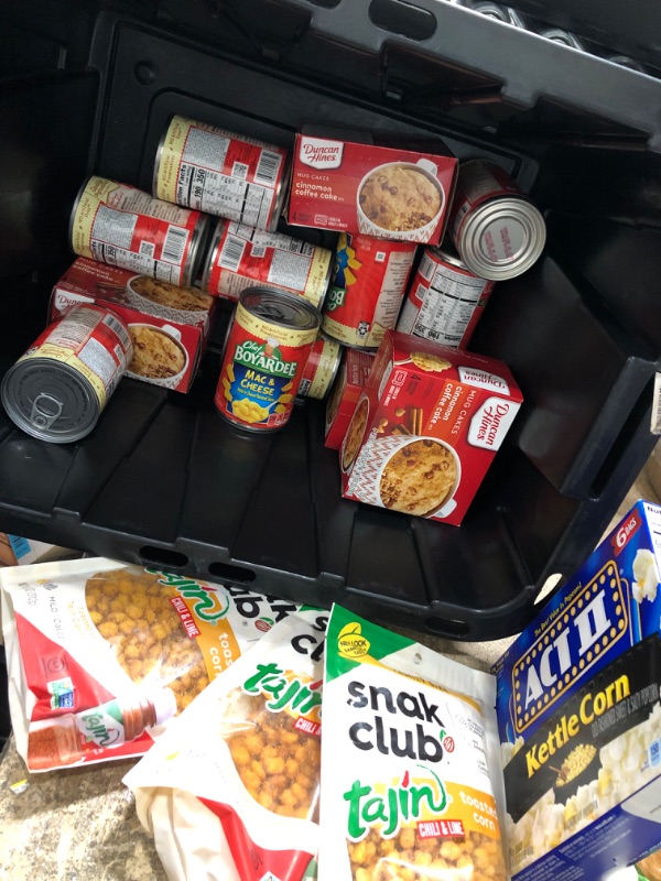 Photo 1 of Food Bundle ***17 Items*** Exp: 8/30/22 Duncan Hines Mug Cakes, Exp 12/27/22 Tajin Snak, EXP 10/04/22 kettle corn,  Exp 12/17/22 Chef Boyardee Macaroni and Cheese