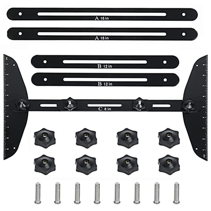 Photo 1 of Stair Tread Template Tool Set, Stair Cutting Tool Metal Stair Clamp, Shelf Scoring Tool for Stairs, Risers, Shelves and Cutting Drywall with Adjustable Screws 11.4" to 60.7"