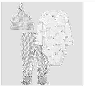 Photo 1 of Baby Boys' 3pc Whale Top and Bottom Set with Hat - Just One You® Made by Carter's White/Gray (NB)
5 pack 