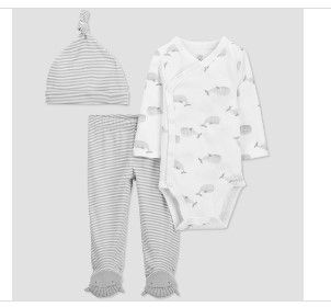 Photo 1 of Baby Boys' 3pc Whale Top and Bottom Set with Hat - Just One You® Made by Carter's White/Gray
4 pack, 6M