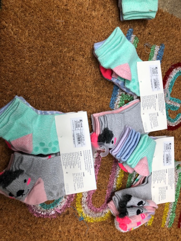 Photo 4 of Baby Girls' 18pk Super Soft Unicorn, Pig and Koala Print Low Cut Socks with Grippers - Cat & Jack™
3 pack