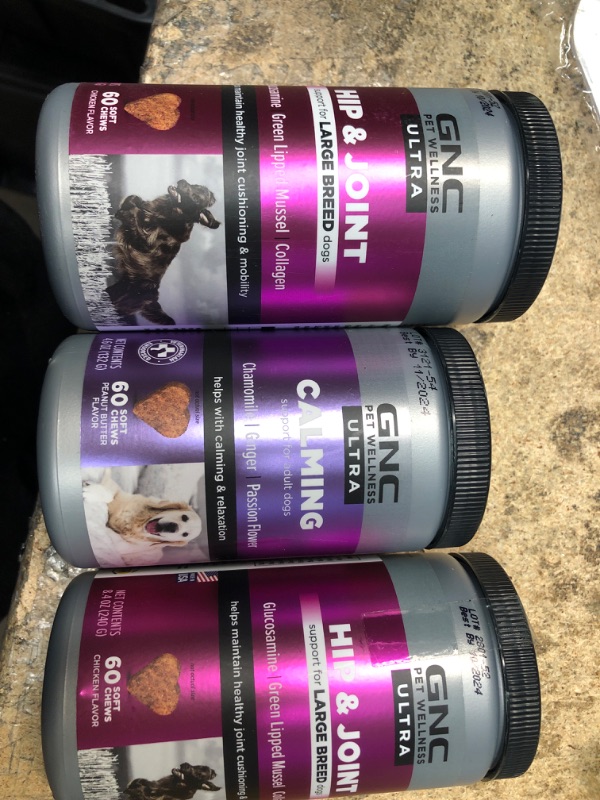 Photo 2 of ***3 Pack***Exp: 10/2024*** GNC Pets Ultra Dog Supplements - Dog Vitamins and Supplements, Pet Supplements for Dog Health and Support - Flavored Dog Soft Chews - Dog Chews for Calming, Joint health, and More - Made in the USA
