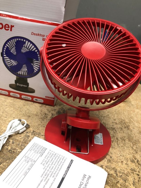 Photo 2 of ***Color: Red*** USB desktop fan, 6-inch compact but powerful, quiet portable fan, adjustable 720° for better heat dissipation, 3 speed, sturdy portable clamp, suitable for outdoor campers, golf carts or indoor gym treadmills, personal desks 