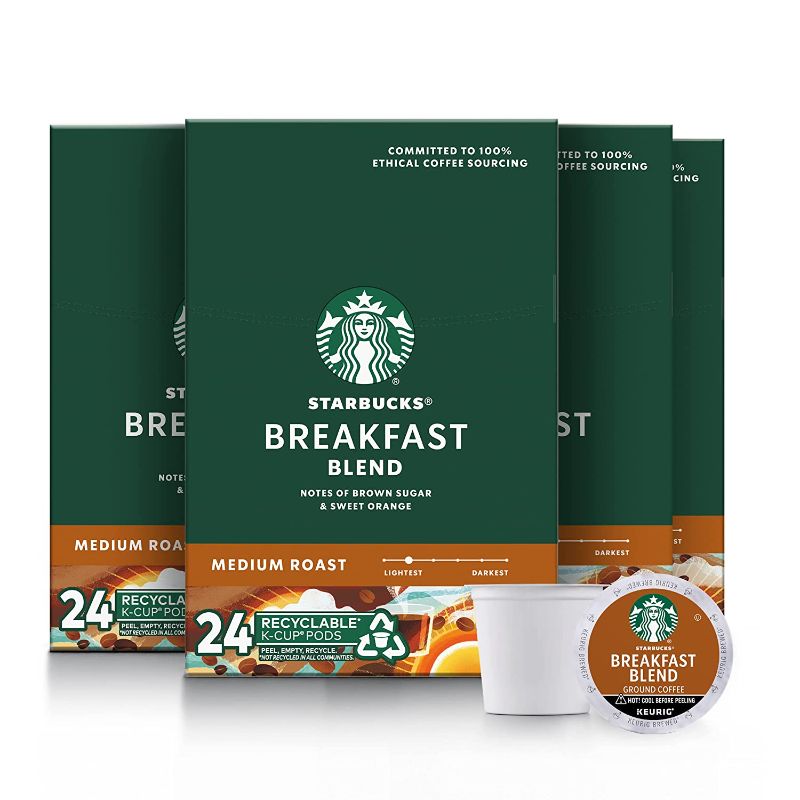 Photo 1 of ***EXP09/19/2022*** Starbucks Medium Roast K-Cup Coffee Pods — Breakfast Blend for Keurig Brewers — 4 boxes (96 pods total) - Packaging may vary

