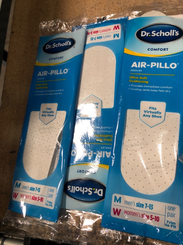Photo 2 of ***3 Pairs*** Dr. Scholl's AIR-PILLO Insoles Ultra-Soft Cushioning and Lasting Comfort with Two Layers of Foam that Fit in Any Shoe - 3pair
