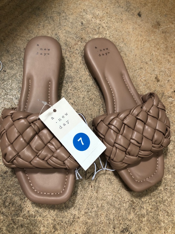 Photo 1 of ***Size: 7*** Women's Carissa Woven Slide Sandals - a New Day Tan 7
