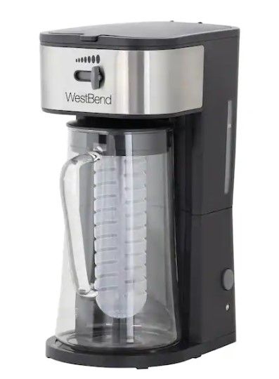 Photo 1 of 2.75 qt. Black Iced Tea or Iced Coffee Maker 10-Cups Includes Infusion Tube to Customize Flavor Features Auto Shut-Off
