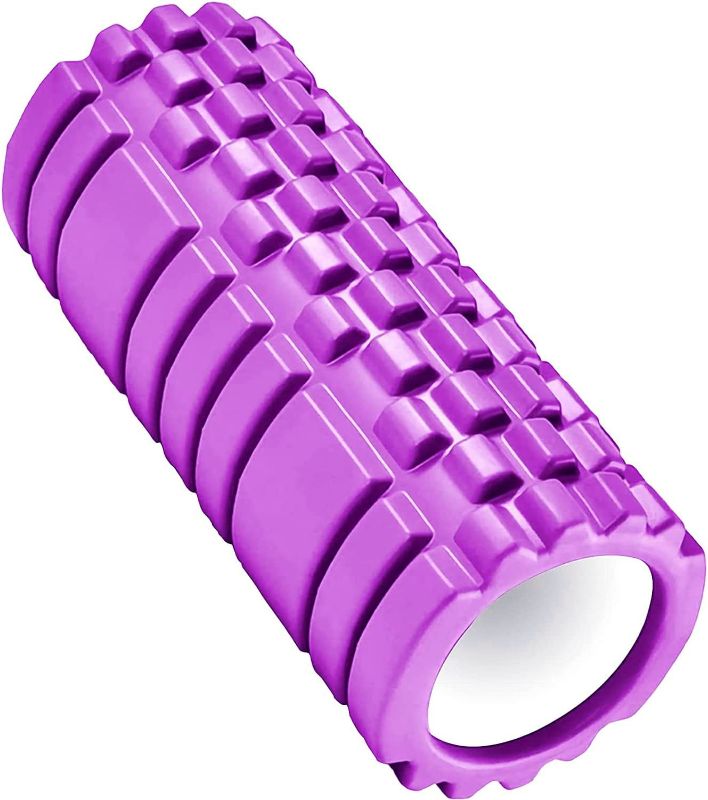 Photo 1 of 13" Purple Foam Roller - for Self Massage Exercise, Back Pain, Legs, Yoga, Relieve Muscles, Physical Therapy, Body Stretching, Deep Tissue - Medium Density
