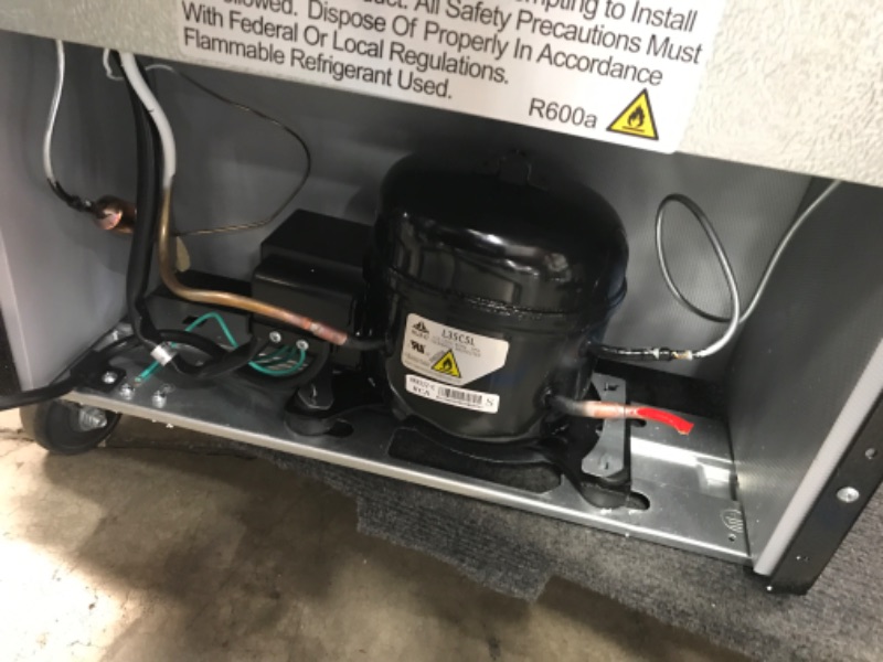 Photo 1 of RCA RFR322 Mini Refrigerator, Compact Freezer Compartment, Adjustable Thermostat Control, Reversible Door, Ideal Fridge for Dorm, Office, Apartment, Platinum Stainless, 3.2 Cubic Feet