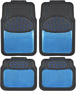 Photo 1 of BDK Metallic Rubber Floor Mats for Car SUV & Truck - Semi Trimmable, 2 Tone Color Heavy Duty Protection (Blue/Black)
